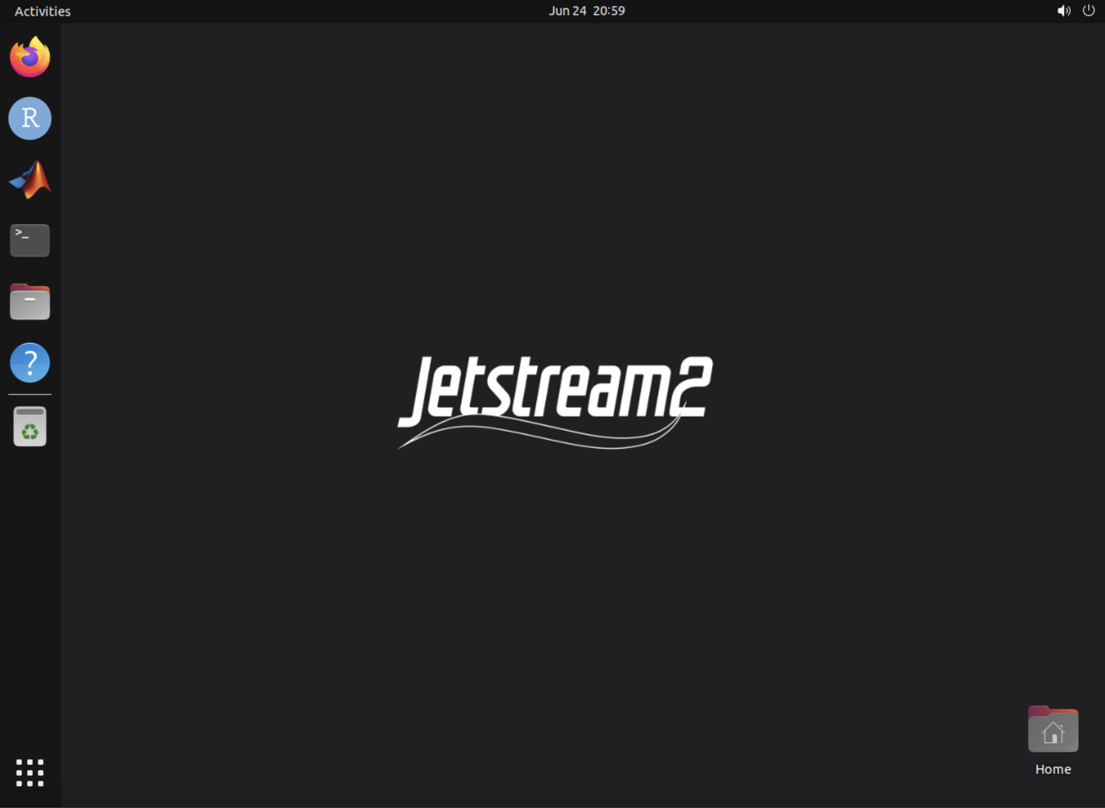 The Jetstream2 web desktop environment shown inside a browser tab.